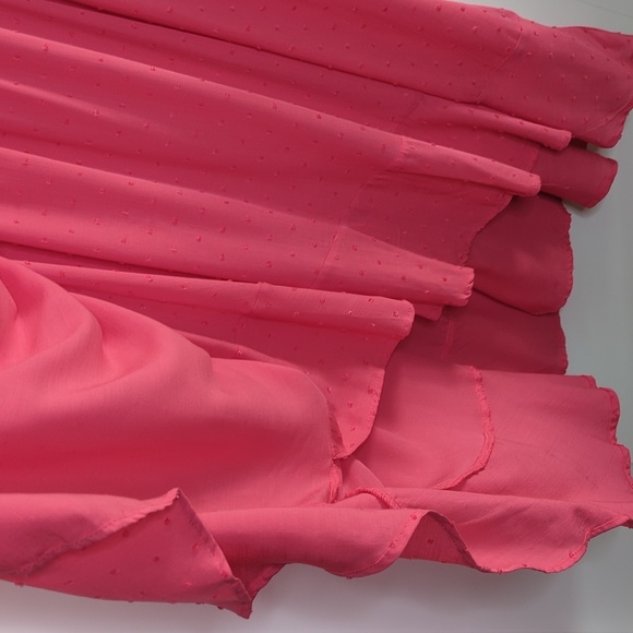 Torrid Barbiecore Faux Wrap Swiss Dot Midi Dress Honeysuckle Pink 2X - Picture 6 of 14